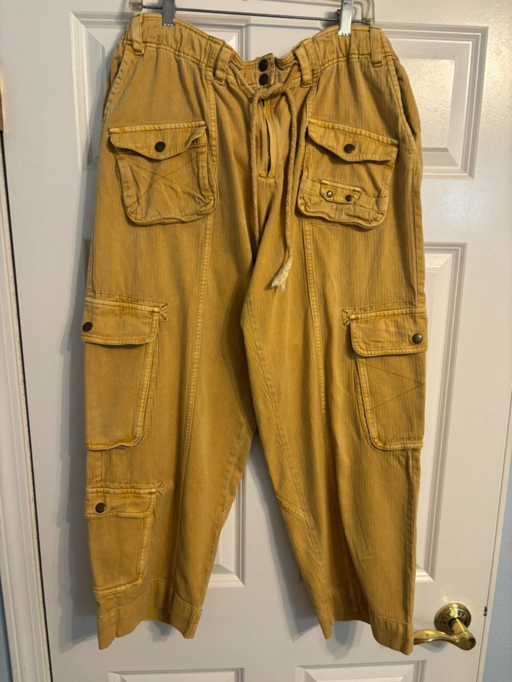 Free People Tahiti Pull On Cargo Pants in Yellow - Picture 4 of 7